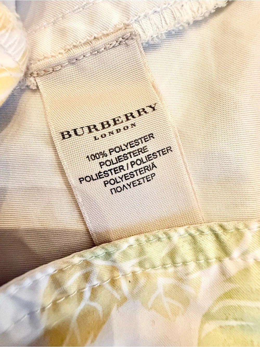 Burberry Designer Men’s Yellow Tropical Leaves Swim Shorts Beach Trunks M